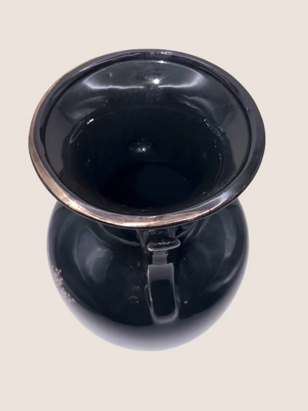 Vintage Black Japanese Floral Porcelain Vase Double Handle Gold Trim 10.5